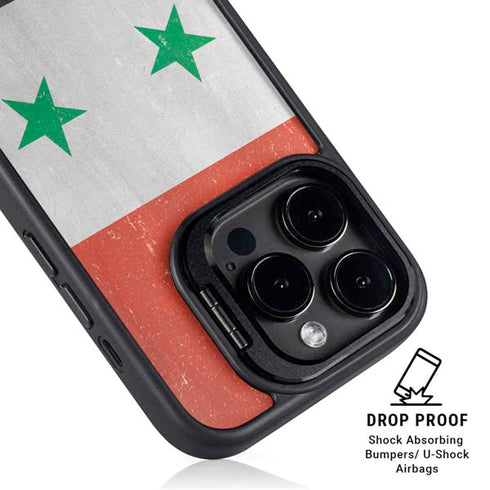 Syria Flag Distressed iPhone 15 Pro Kickstand Case